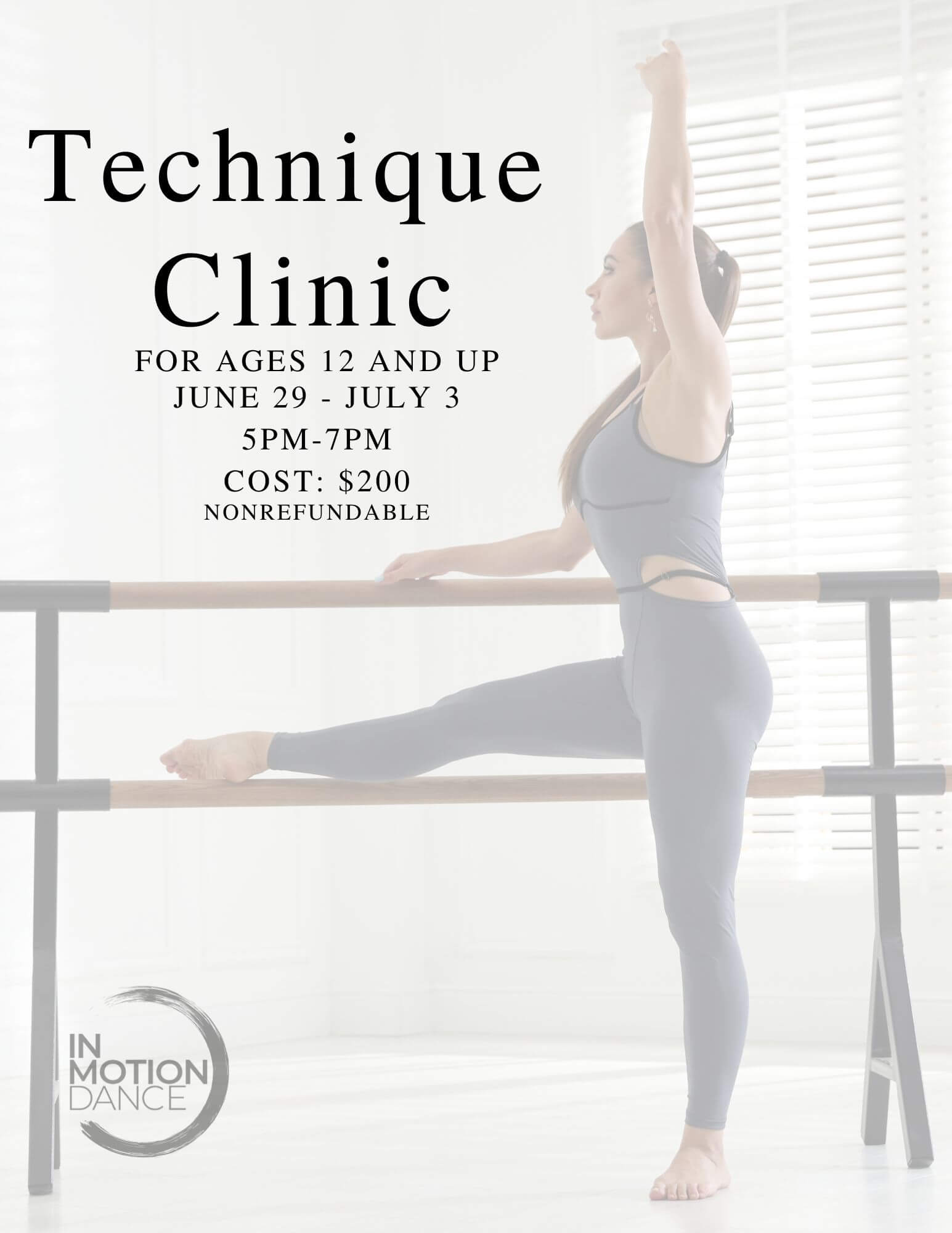 Teen Technique Clinic Summer Program Flyer 2026